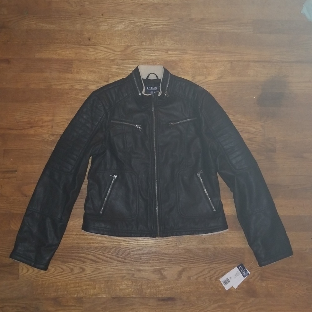 Faux Leather Moto Jacket with faux fur trim